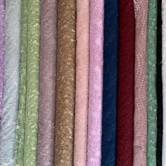 Tile Motif Bordir Akar Mutiara Gliter Meteran Bridesmaid Kebaya