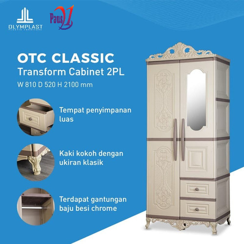 Olymplast Lemari Plastik 2 Pintu / Lemari Baju / Lemari Pakaian - OTC 02P Classic