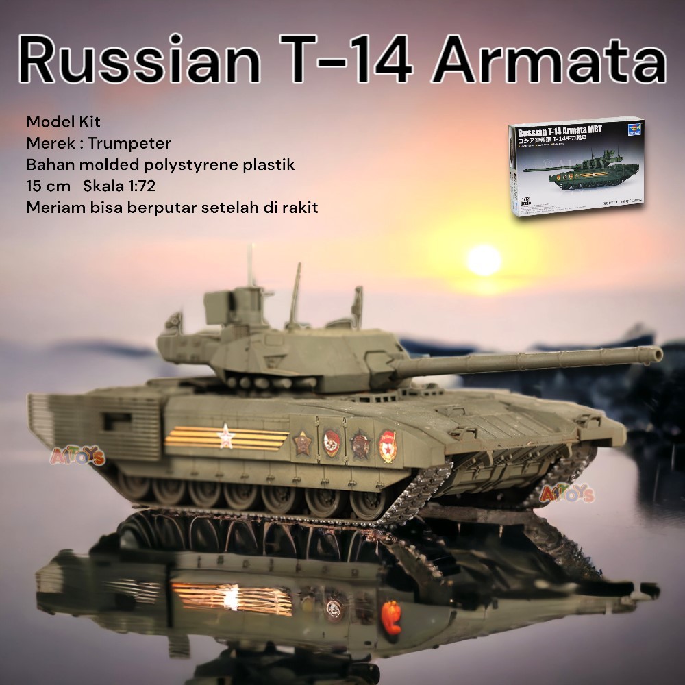 Model Kit miniatur tank Russian T-14 Armata Trumpeter 15 cm 1:72