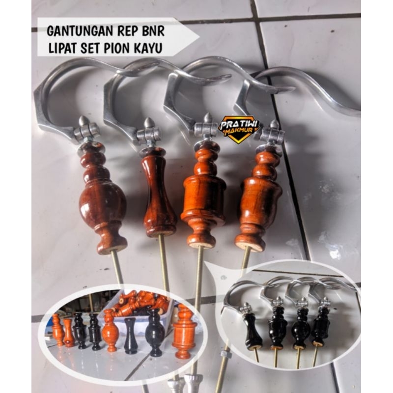 Gantungan Sangkar KOTAK Set Pion Kayu FINISHING CANTOLAN BNR Gantungan Lipat Stainless SET PION KAYU