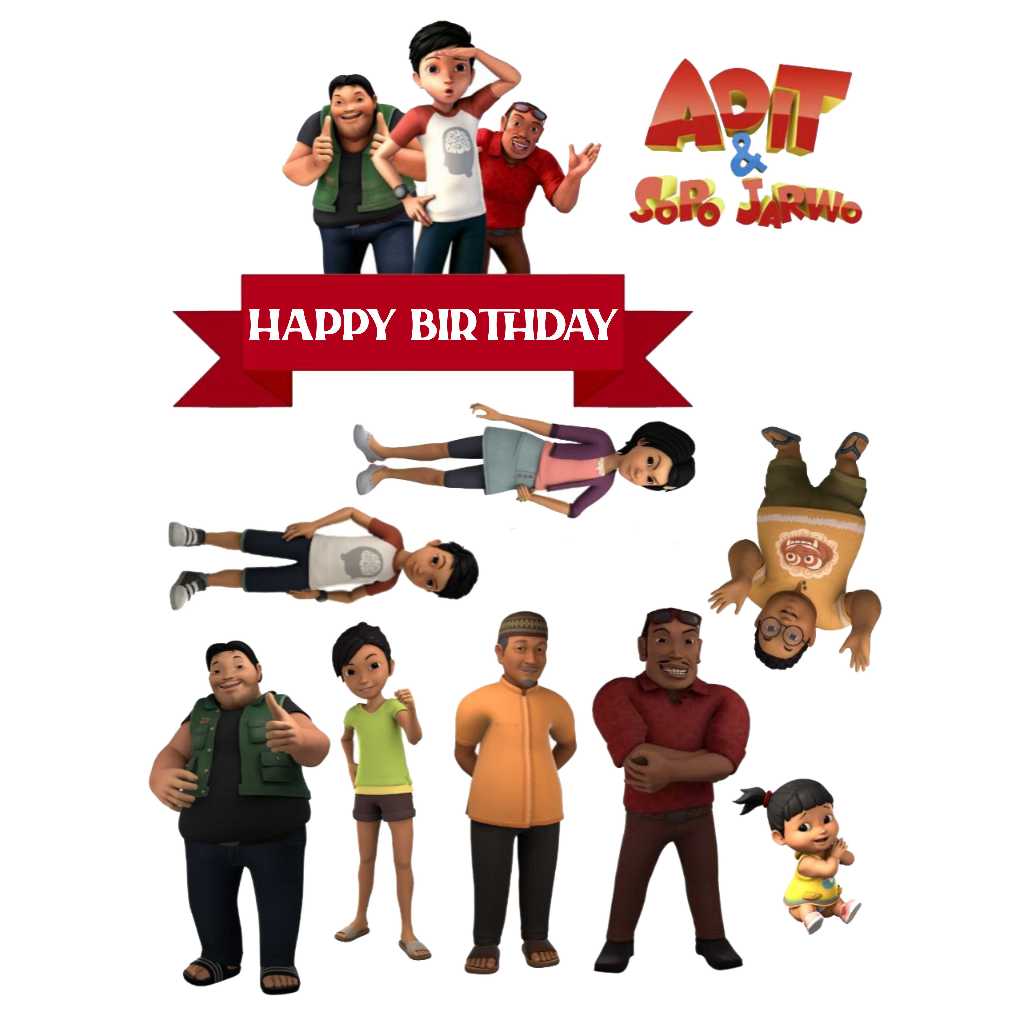 

TOPPER CAKE CUSTOM TOPPER ULANG TAHUN / HIASAN KUE ADIT & SOPO JARWO