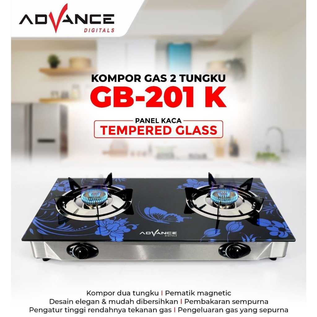 ADVANCE Kompor Gas Kaca 2 Tungku GB-201K
