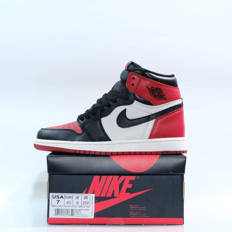 NIKE AIR JORDAN 1 RETRO HIGH BRED TOE || SEPATU NIKE 100% ORIGINAL