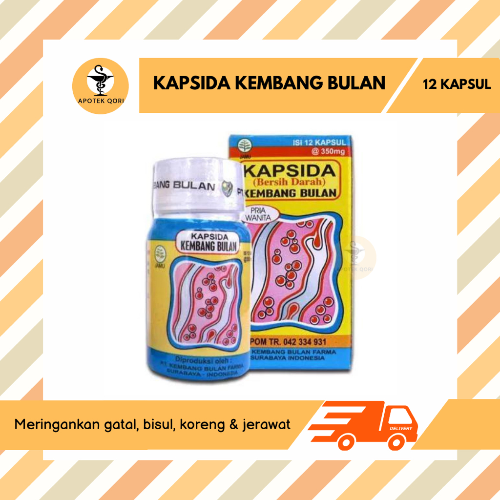 KAPSIDA KEMBANG BULAN BOTOL @ 12 KAPSUL/OBAT GATAL/BISUL/JERAWAT/KORENG