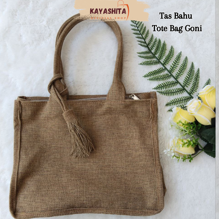 Tote Bag Wanita Tas Bahu Goni Polos