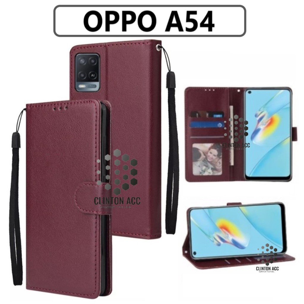 CASE HP OPPO A54 FLIP WALLET LEATHER DOMPET KULIT SOFTCASE PREMIUM FLIP COVER SARUNG BUKA TUTUP FLIP