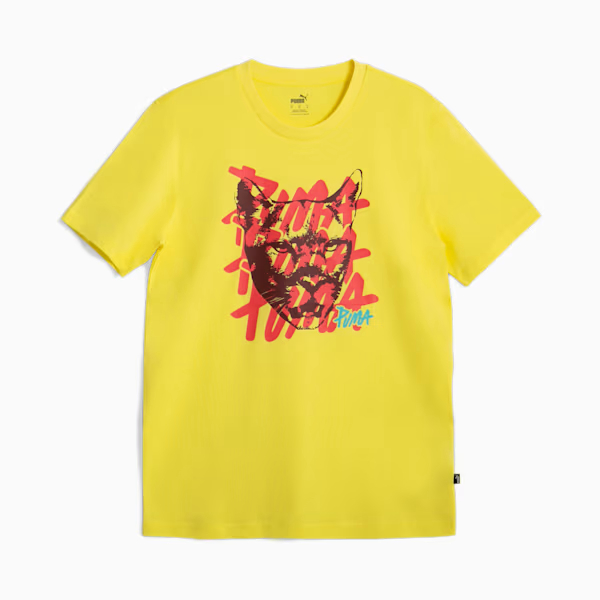 Kaos Puma Casual PUMA Graphic Cat Tee Lemon Meringue 681715 39