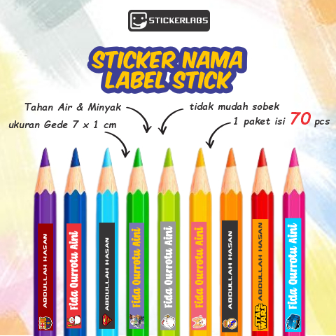 

Sticker Label Nama Anak pensil Custom Desain lucu label nama anak stiker anti air crayon 1 set isi 70 Pack