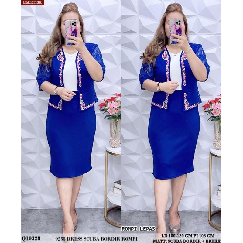 DRESS SCUBA BORDIR ROMPI LEPAS PASANG