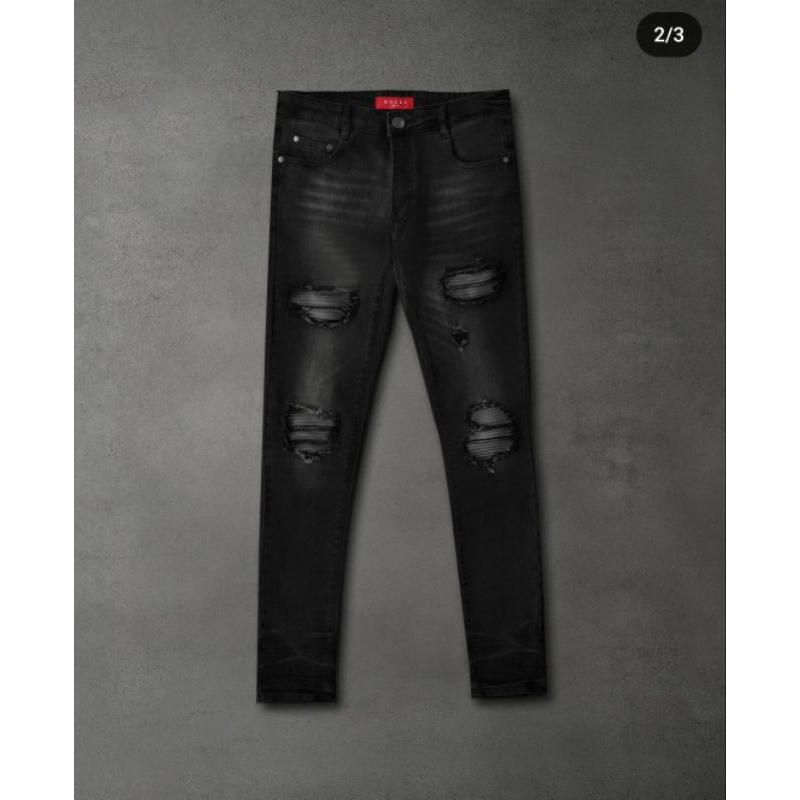 Rucas Season 12 - Dark Grey Caviar Leather Jeans