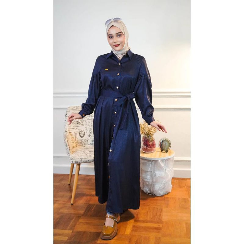 Dress muslimah outer panjang kemeja panjang