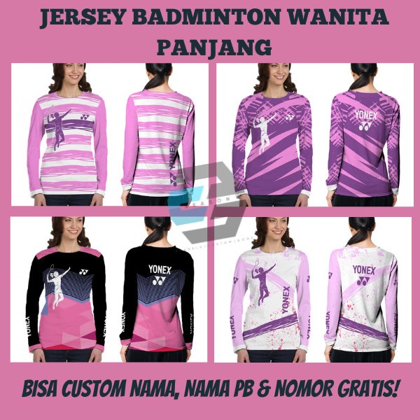 Baju Kaos Jersey Badminton Bulutangkis Women New Edition 2023 Ungu Purple Series Wanita Lengan Panja