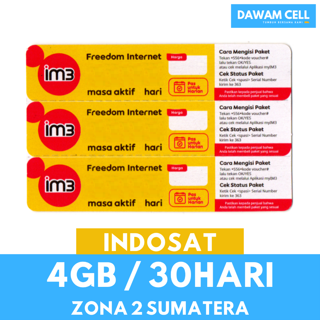 VOUCHER INDOSAT 3GB 30HARI (ORI)