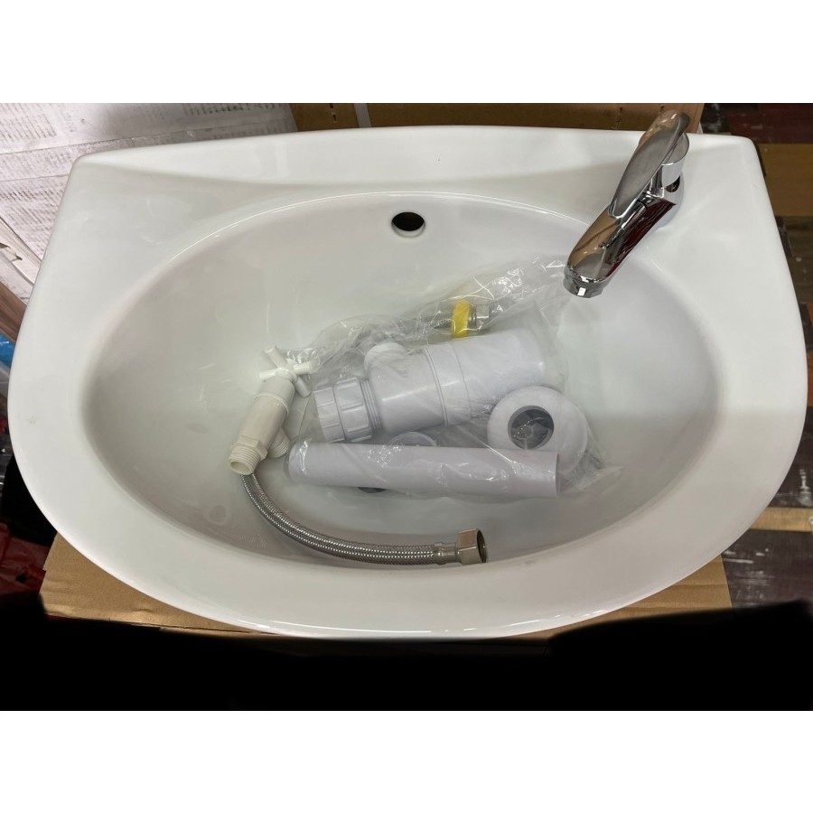 KOMPLIT SET wastafel keramik cuci tangan BODY BESAR PACKING KAYU