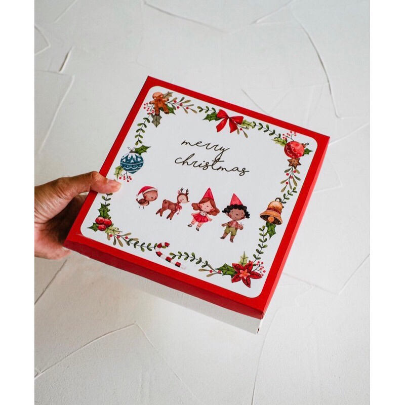 

(Min 5Pcs) Merry Christmas Souvenir Hampers Cake Box 20x20 - Kotak Kue Dus Brownies Spiku Tema Natal