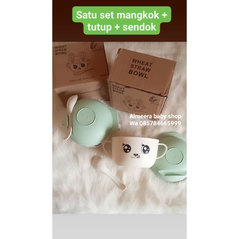 mangkok mpasi bayi/ satu set mangkok + sendok/ mangkok karakter lucu/ piring makan bayi