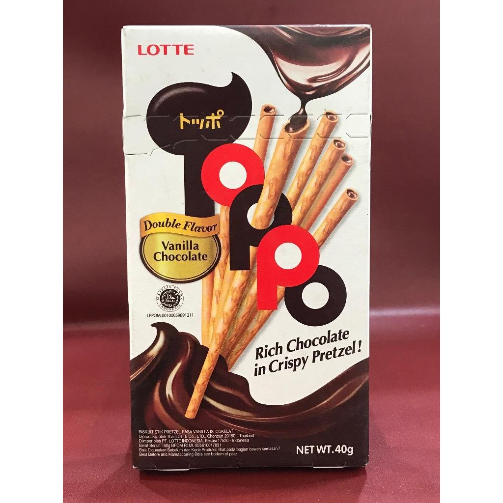 

Lotte Toppo Vanilla Chocolate 40G - Biskuit Kue Wafer Toppo