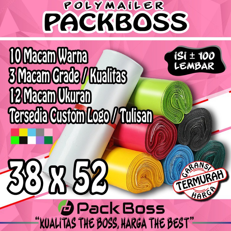 

Star 12.12 POLYMAILER PACKBOSS 38X52 ISI ±100 *KUALITAS TEBAL, HARGA PABRIK TERMURAH* grosir