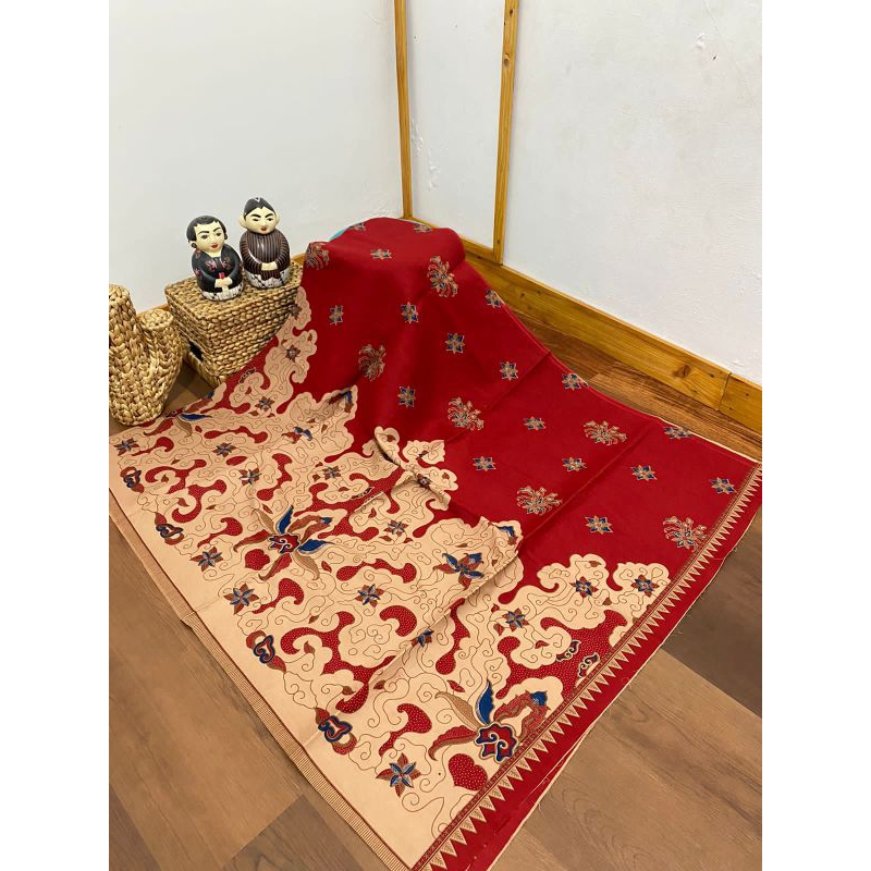 kain batik katun printing motif abstrak kembang