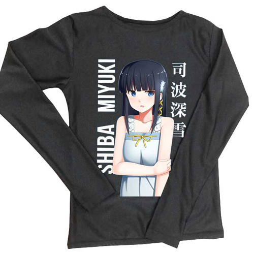 Kaos Tangan Panjang Miyuki Shiba Tshirt 100% Cotton Black Kombed 30s
