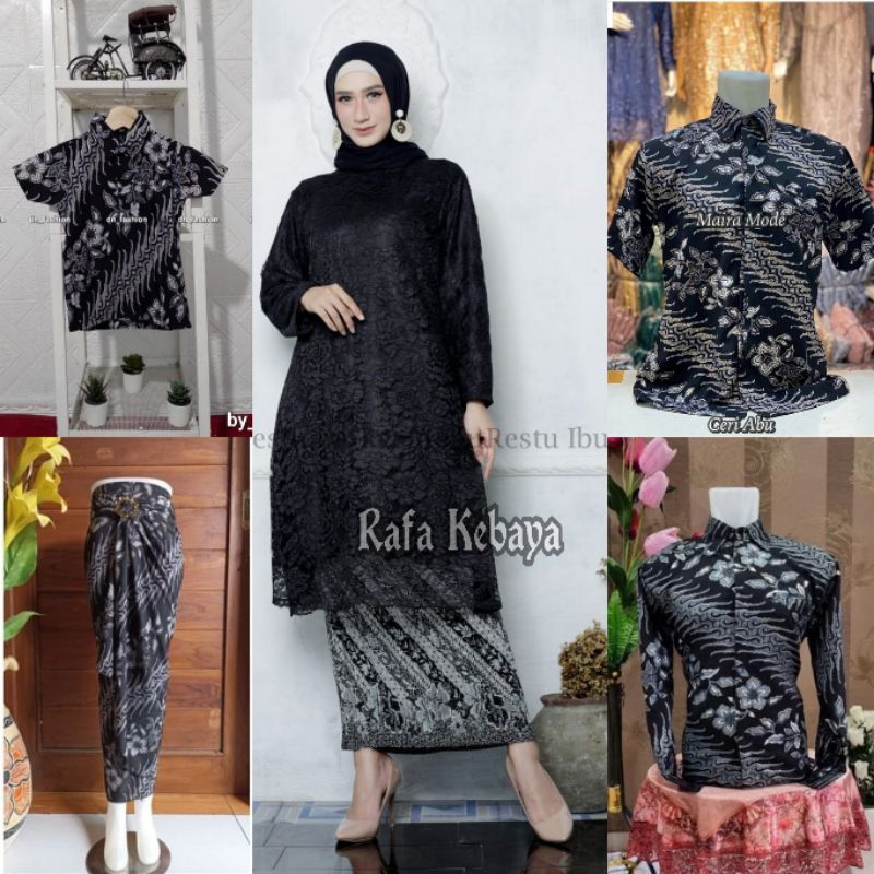 Couple Kebaya Tunik Hitam / Couple kebaya selendang/Kebaya Couple Modern