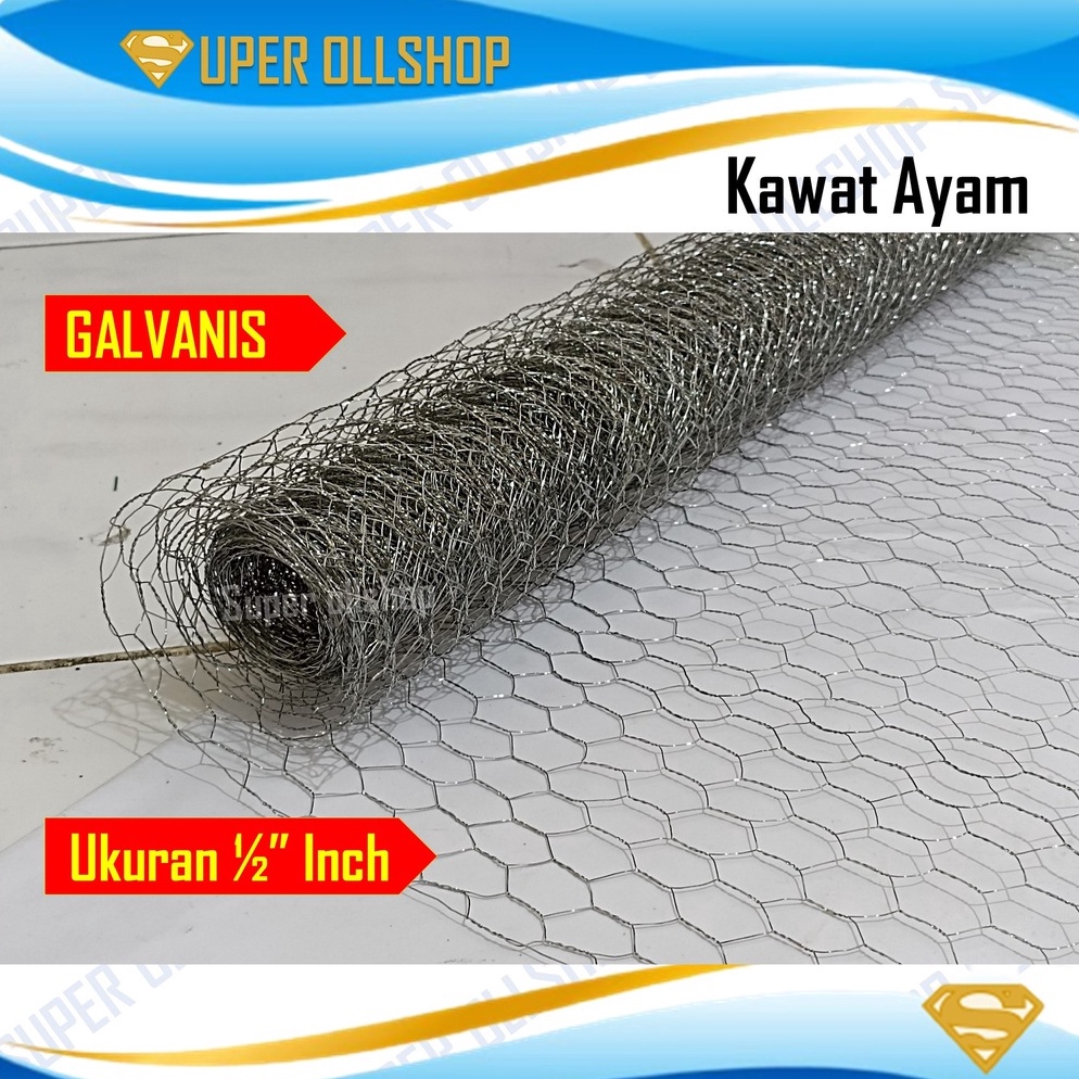 Terkini Kawat Ayam 1/2" Inch Kawat Loket Cor Galvanis 7 M Harga 1 Roll Termurah GFJ