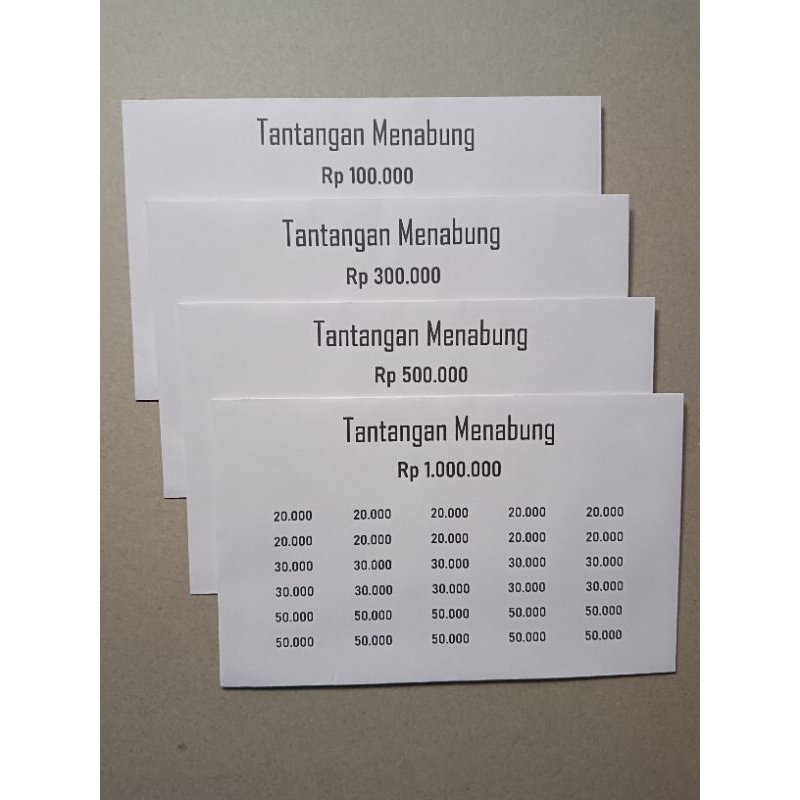 

(4pcs) Amplop Tantangan Menabung