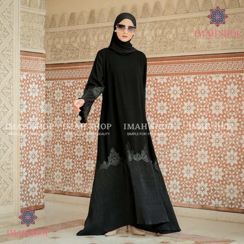 Abaya Gamis Turkey Hitam Dress Plisket Maxi Arab Saudi Bordir Zephy Turki Umroh Dubai Turkey 947 By Imah Shop