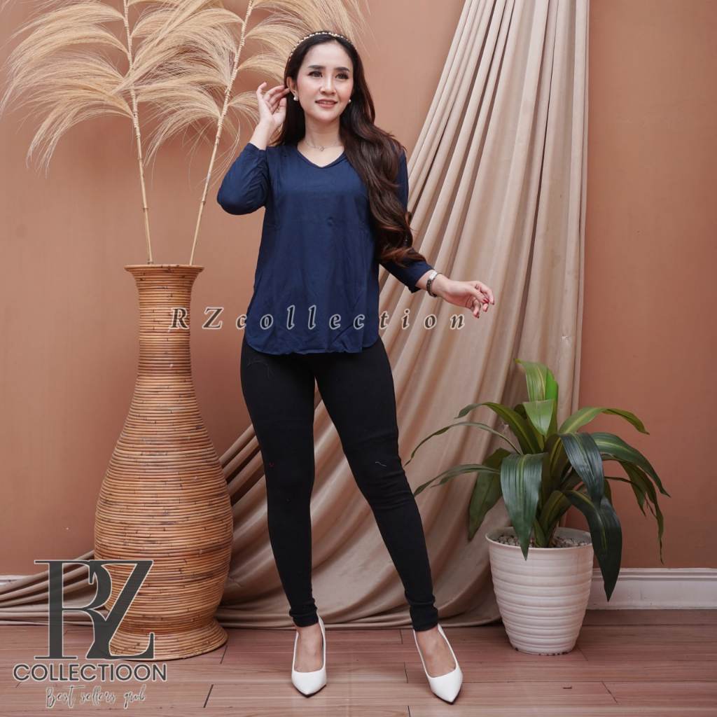 Rz Collectionn | Kaos Vneck Oversize 753 | Kaos wanita jumbo Grosir@20