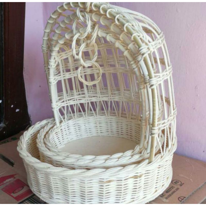 

ssouvenir kotak parcel murah keranjang rotan anyaman model sangkar isi 3 buah / keranjang ful rotan hampersouvenir keranjang rotan sangkar isi3mewah