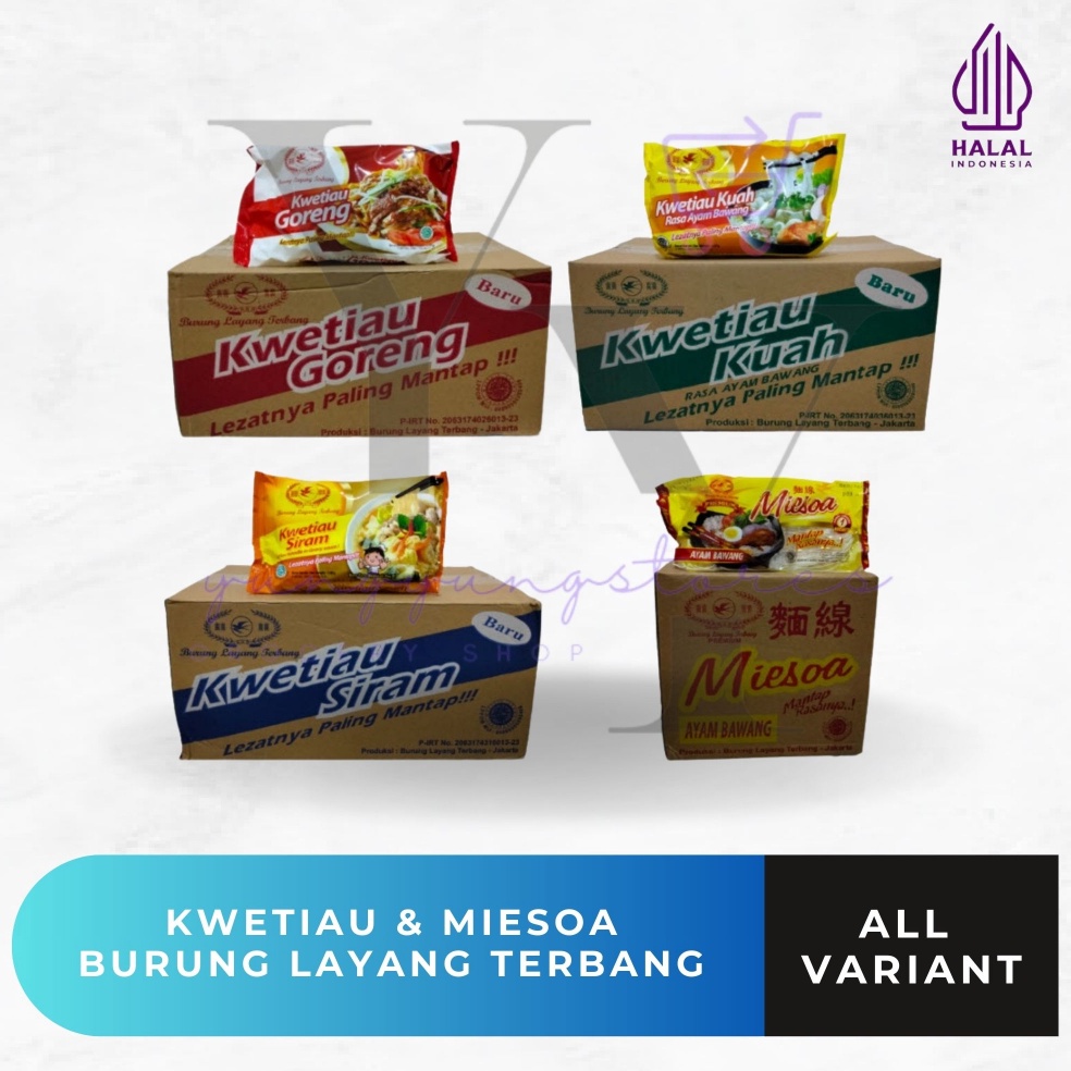 

❤[PROMO ⚡ALE!!!]❤ 1 Dus Isi 20 Bungkus Kwetiau Kuah / Goreng / Siram / Miesoa Kuah Cap Burung Layang Terbang