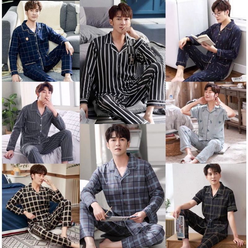 Discount Today SETELAN BAJU PIYAMA SET BAJU TIDUR PRIA DEWASA CP KATUN IMPORT PREMIUM LENGAN PENDEK 