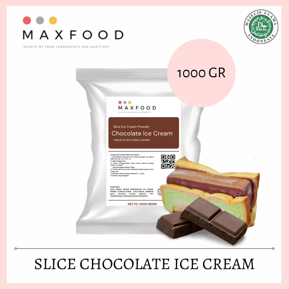 

✦BEST SELLER✦ MAXFOOD - Slice Chocolate Ice Cream Powder / Bubuk Es Potong Rasa Cokelat 1 Kg