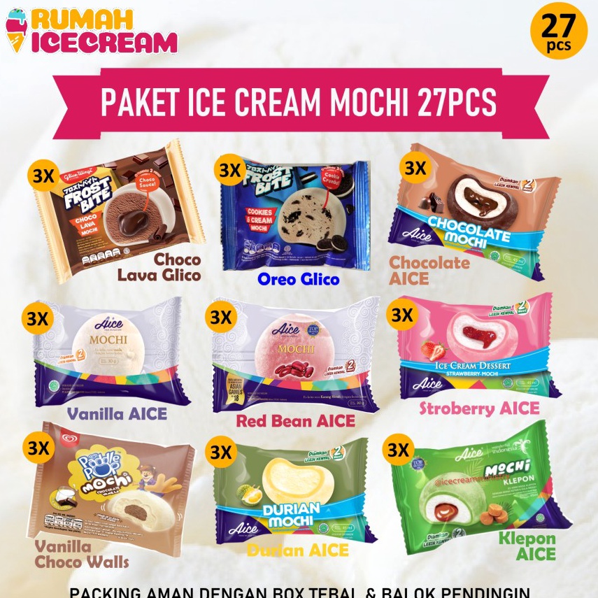 

COD✅ TERMURAH✅ Paket Ice Cream Mochi 27pcs Aneka rasa