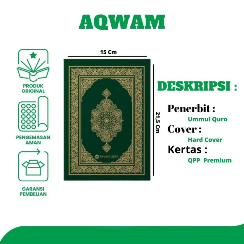 Mushaf madinah CETAKAN INDONESIA UMMUL QURO STANDAR A5 HIJAU