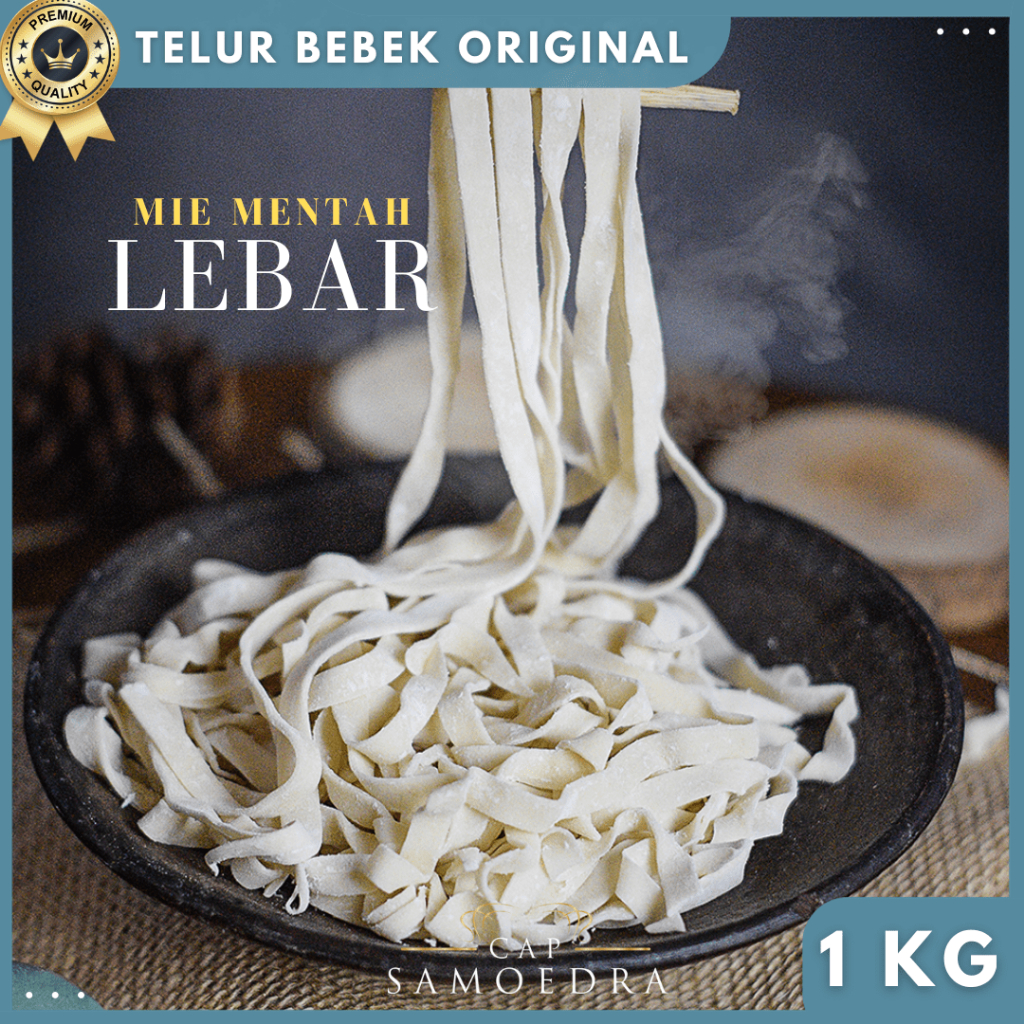 

Mie Mentah / Mie Basah Bentuk Lebar Telur Bebek Original 1 kg Cap Samoedra Cocok Untuk Mie Ayam, Bakmie, Mie Goreng, Dan lainnya