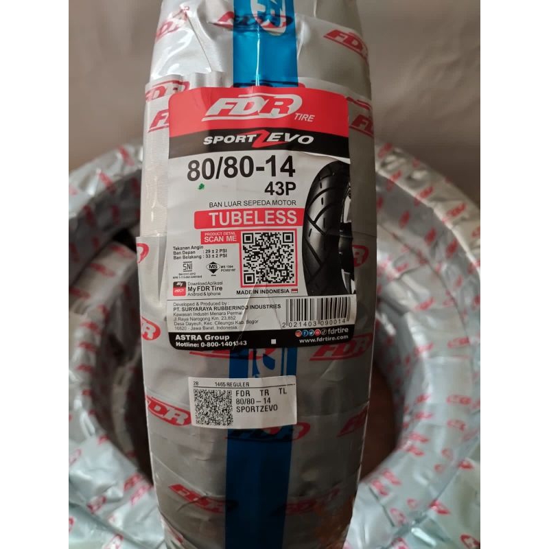 Ban FDR Sport ZEVO ukuran 80/80 ring 14