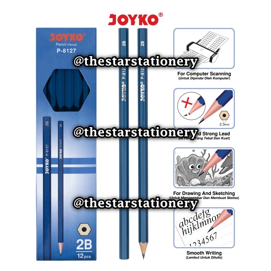 

(1 Biji) GROSIR Pensil Joyko 2B P-8127 / Pencil Joyko 2B P-8127 (1 Biji)