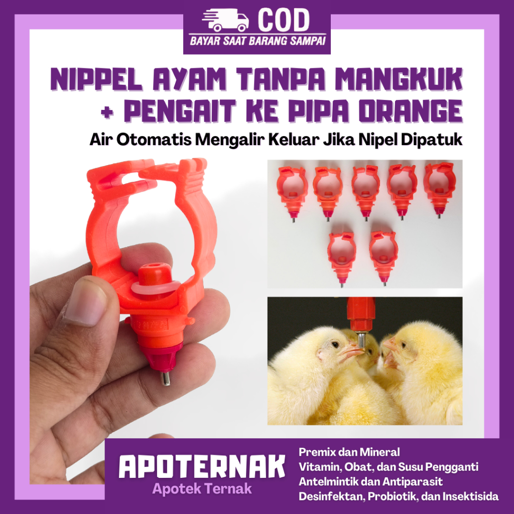 Nipple Ayam | Nipel Ayam | Nepel Nipple | Alat Minum Ayam Layer Broiler Petelur Otomatis | TANPA MAN