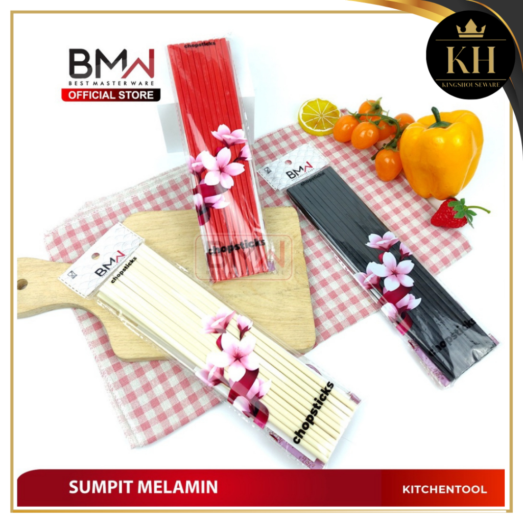 Sumpit Melamine 10 Pasang Sumpit Gading Sumpit korea Sumpit mie Chopstick Merah Putih Hitam