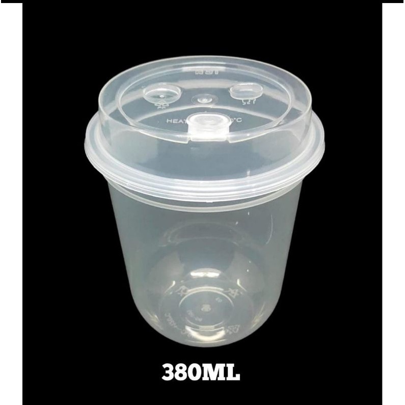 Gelas Plastik PP Cup Injection 12Oz 380ml + Tutup Sambung / Thinwall Tebal Bubble Cheese Tea Coffee