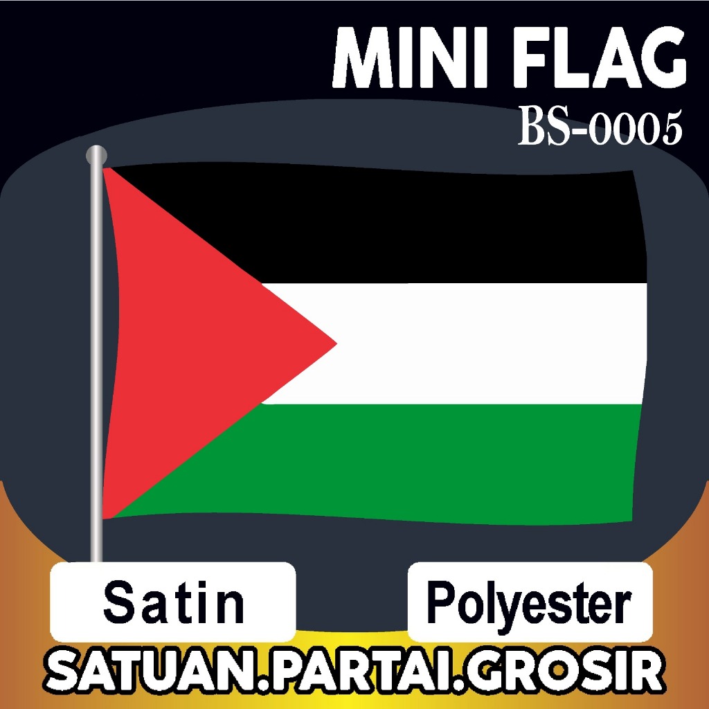 Bendera Palestina Custom Printing Free Palestine / Cetak Mini Flag Custom / Bendera Kain Printing De