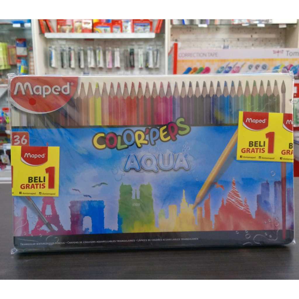 

Pencil warna Maped Color'Peps 36 Aqua metal Box Buy 1 Get 1