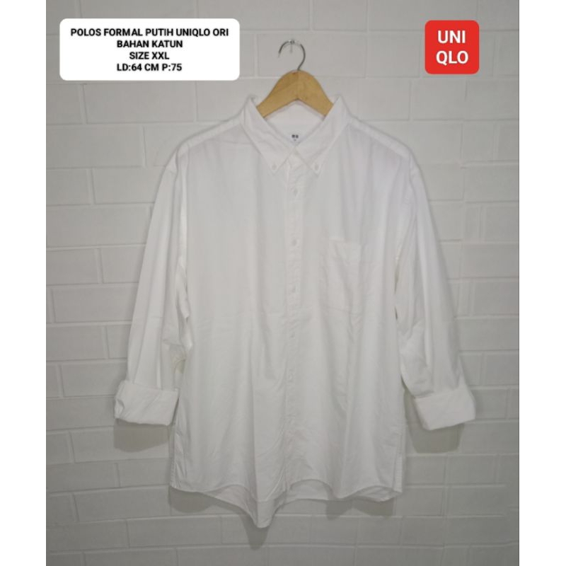 KEMEJA  PUTIH UNIQLO ORI SIZE XXL BAHAN KATUN LD 64 CM