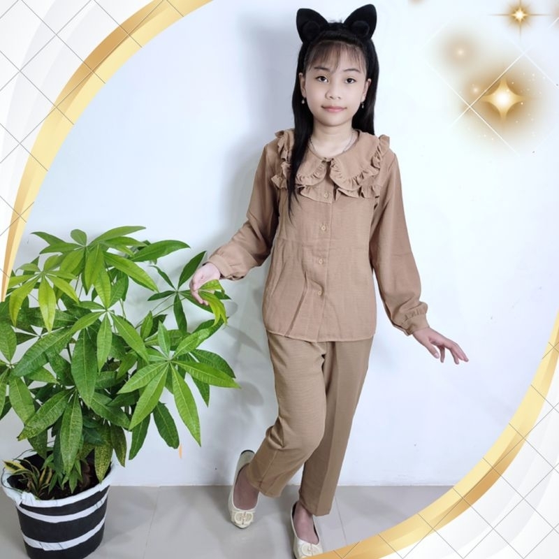 Baju Setelan Crinkle Anak Perempuan Usia 8-13 Tahun