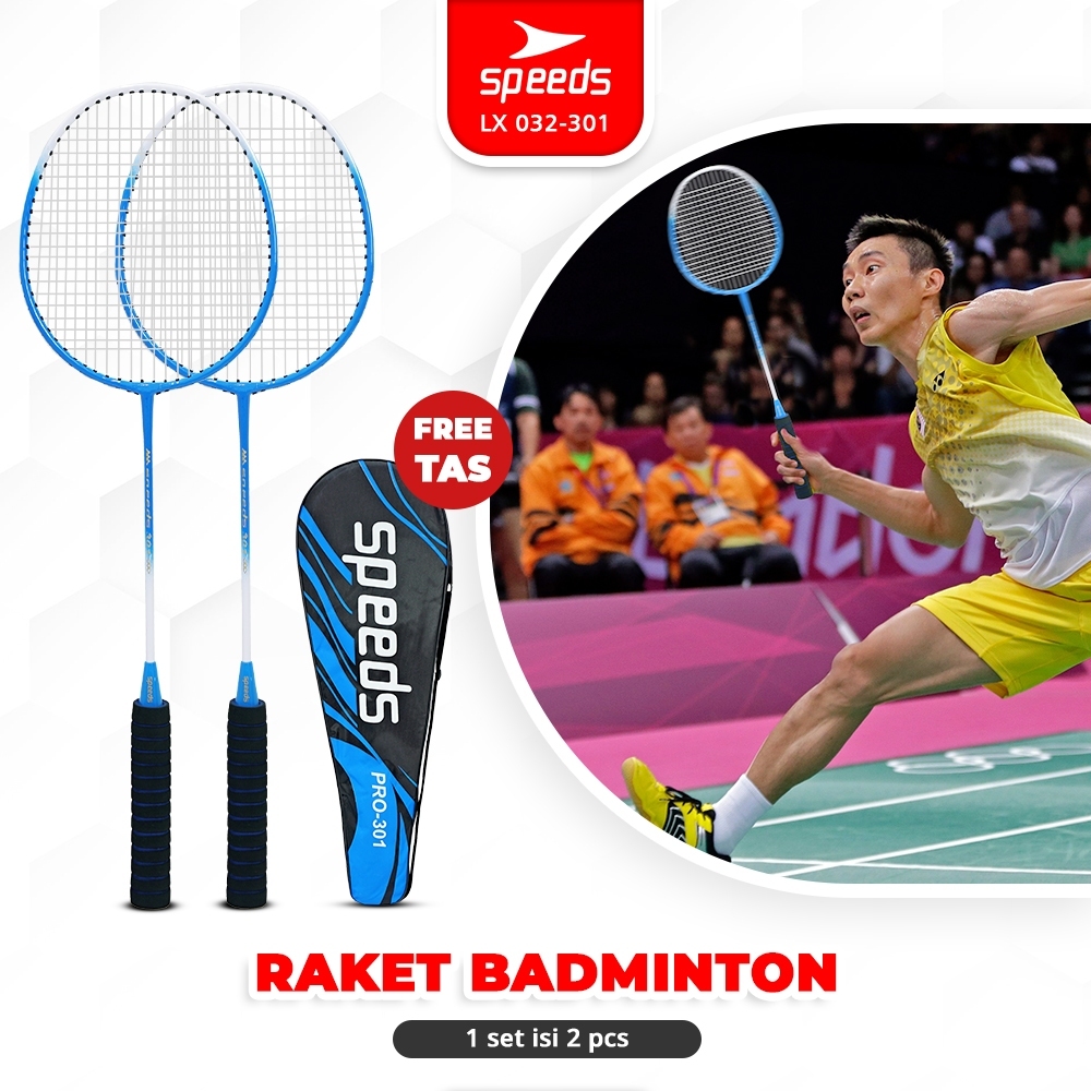 SPEEDS Raket Badminton Bulu Tangkis Paket Lengkap 1 Set 2pcs Alat Olahraga Berkualitas Original LX 0