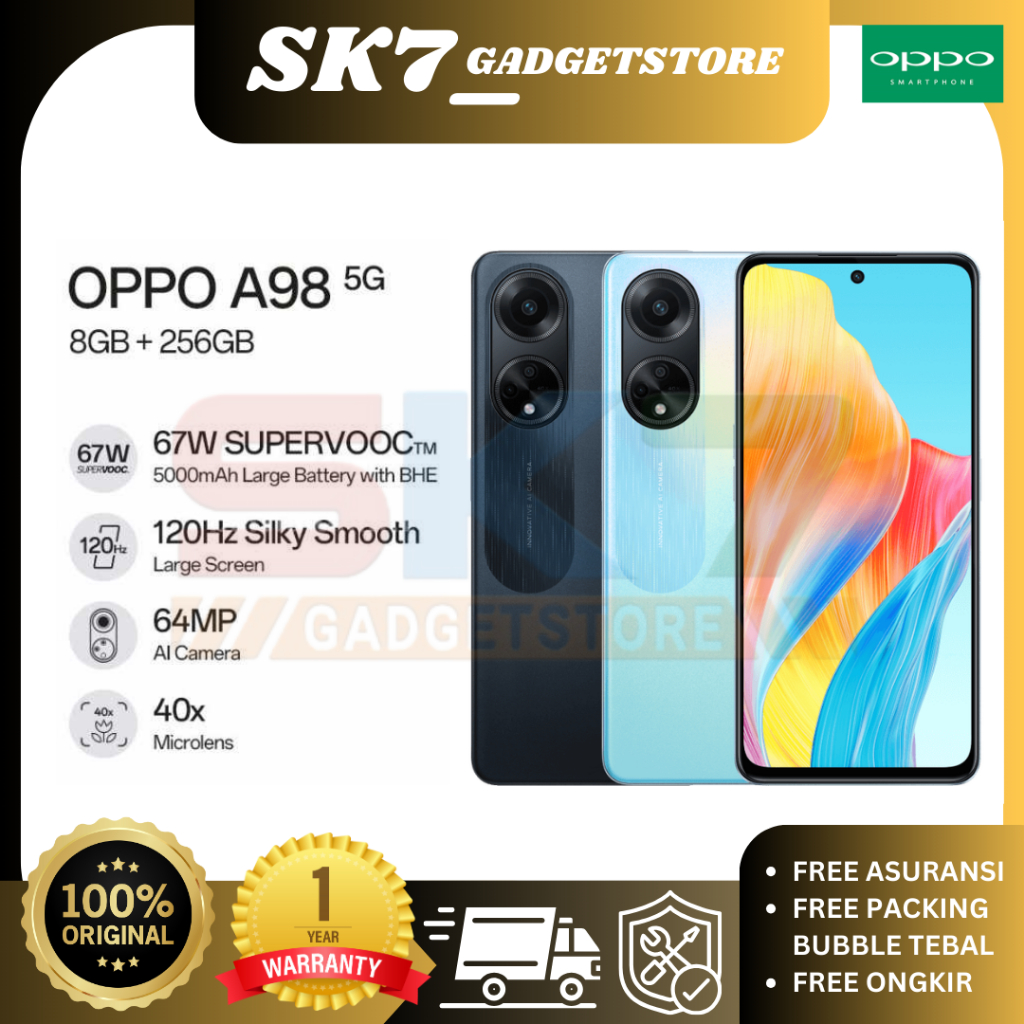 OPPO A98 5G NFC 8/256 RAM 8GB ROM 256GB GARANSI RESMI OPPO