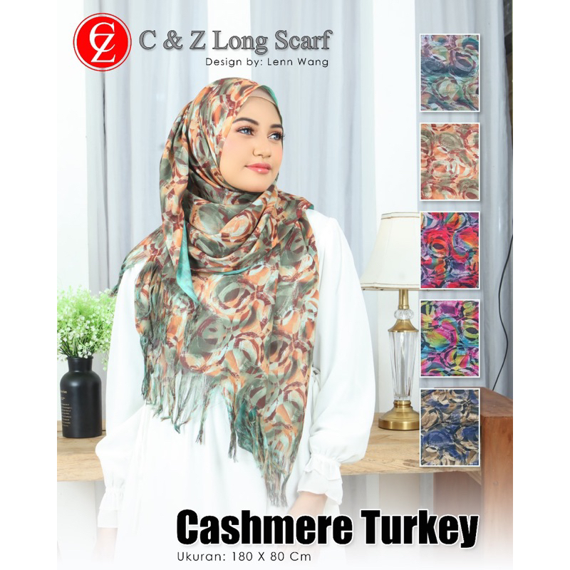 Hijab Pashmina Kasmir Turki Motif 5 pcs / kerudung / oleh oleh haji / oleh ole umroh grosir