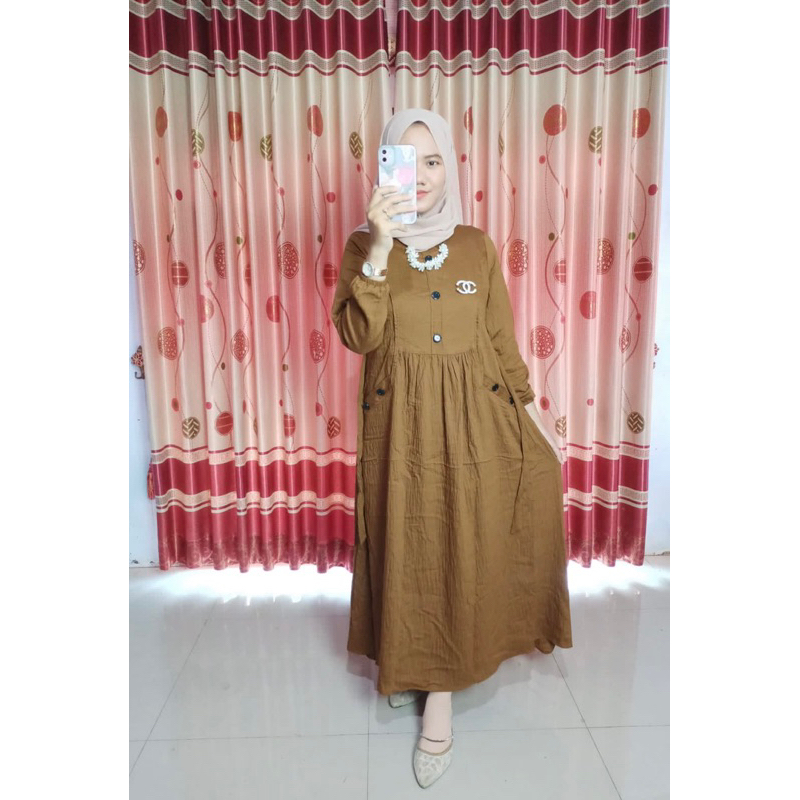 GAMIS POLOS POLO LINEN SIMPLE PREMIUM ELEGANT MURAH
