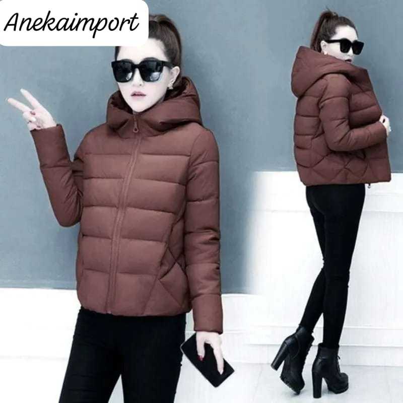 Jaket Winter Bulu Tebal Musim Dingin Wanita, Jaket Parasut long coat